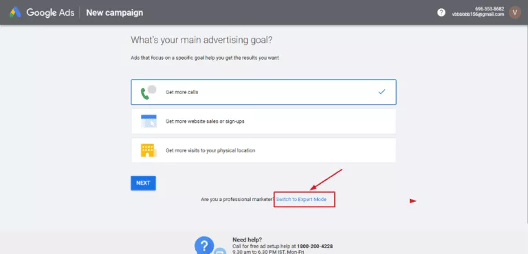 Now On The Google Ads Dashboard, Click on “Switch To Expert Mode”