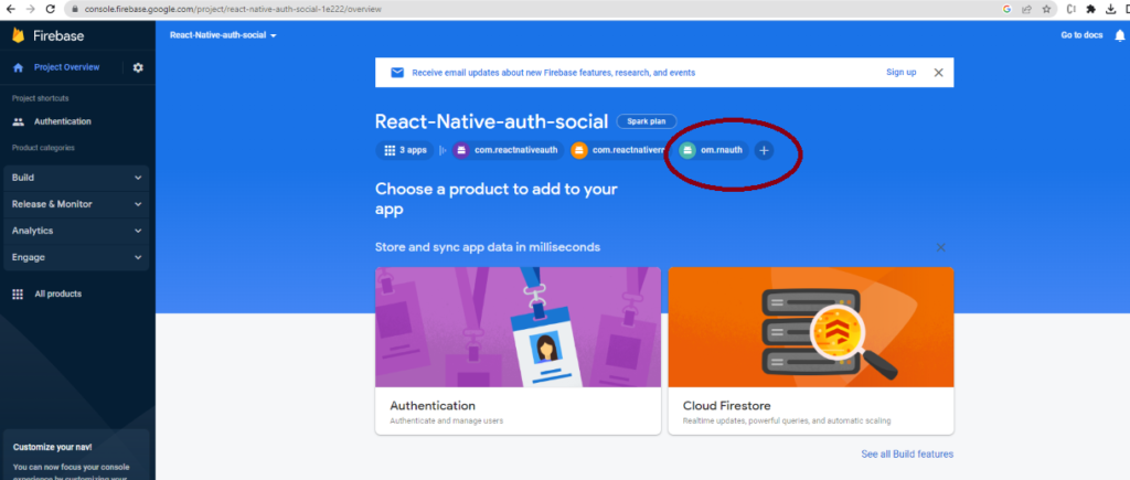 Steps to get firebase authentication for my React Native app - image 01